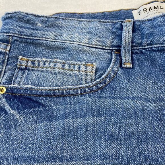 FRAME DISTRESSED DENIM SHORTS    LE GRAND GARÇON SHORT - Picture 3 of 7